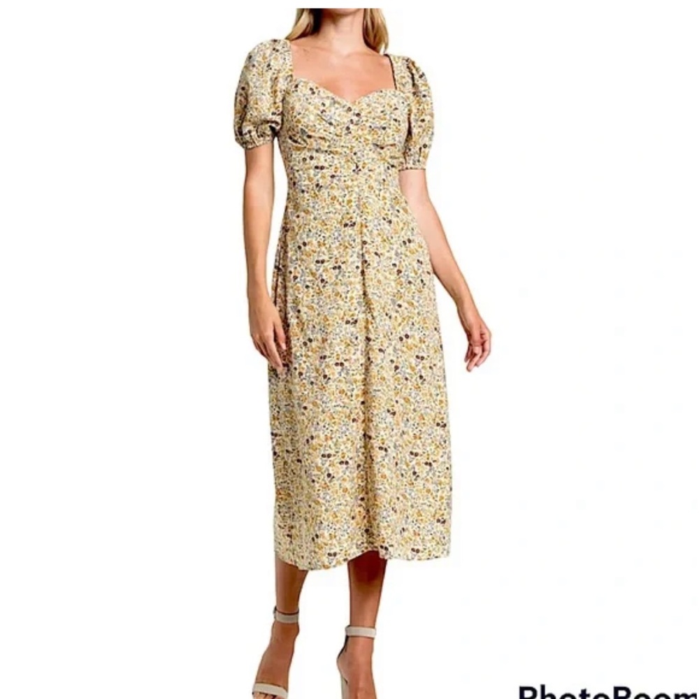 ASTR the Label Puff Sleeve Midi Dress Size M